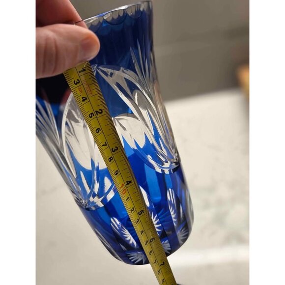 Vintage cobalt blue and clear glass vase 7" - Picture 4 of 7
